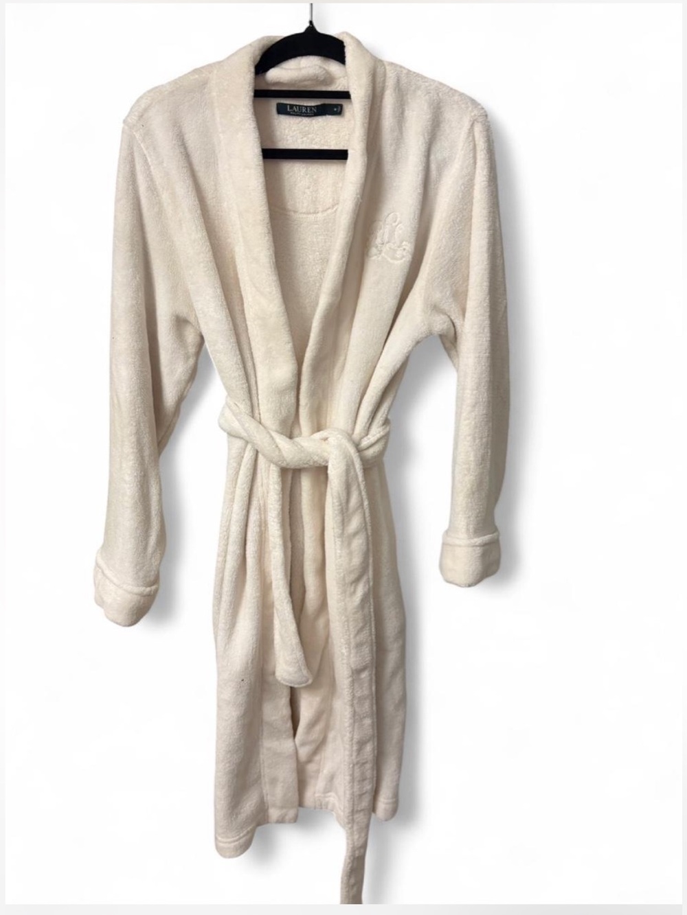 Ralph Lauren Cream Plush Shawl-Collar Robe